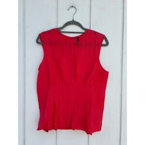NWT Anthropologie The Della Pleated-Waist‎ Shell Top, Red, Sz M